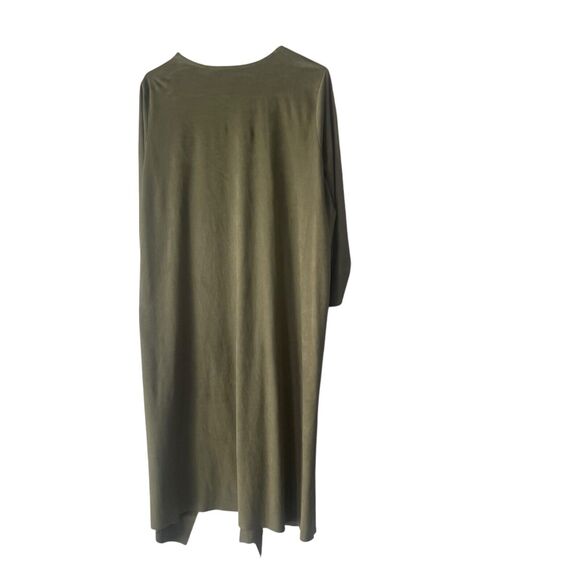 Gilli Size Large Green Faux Suede Open Front Duster Long Cardigan Top - Picture 5 of 8